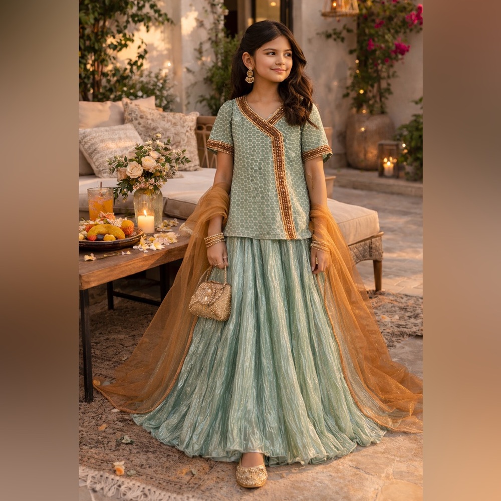 Girls Mint Green Sharara Set | Sample Sale | Size 4-5 | Ready to Ship